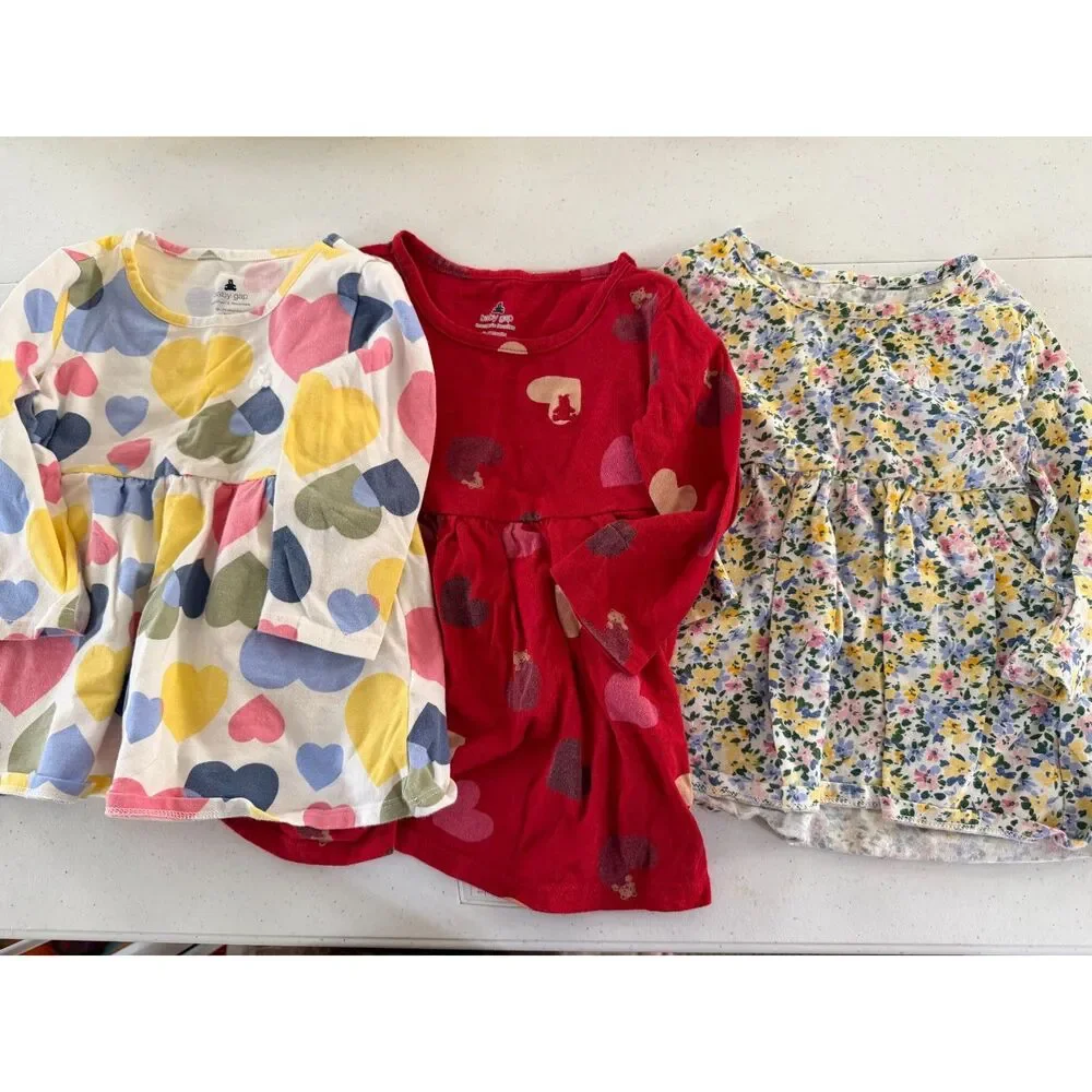 Baby Gap Girls Dress Lot of 3 Heart/Floral Dresses size 18-24 months